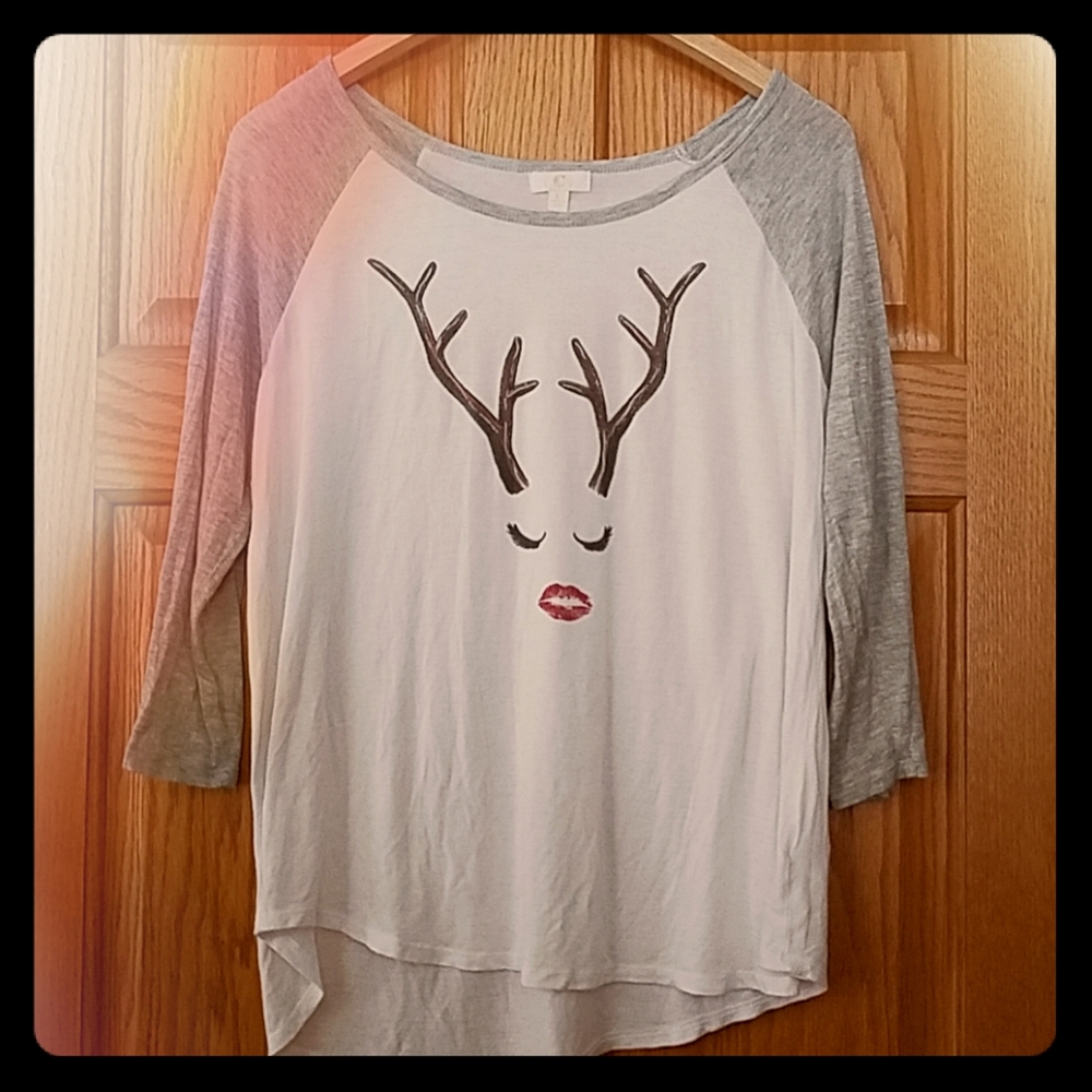Charming charlie~super cute reindeer shirt.